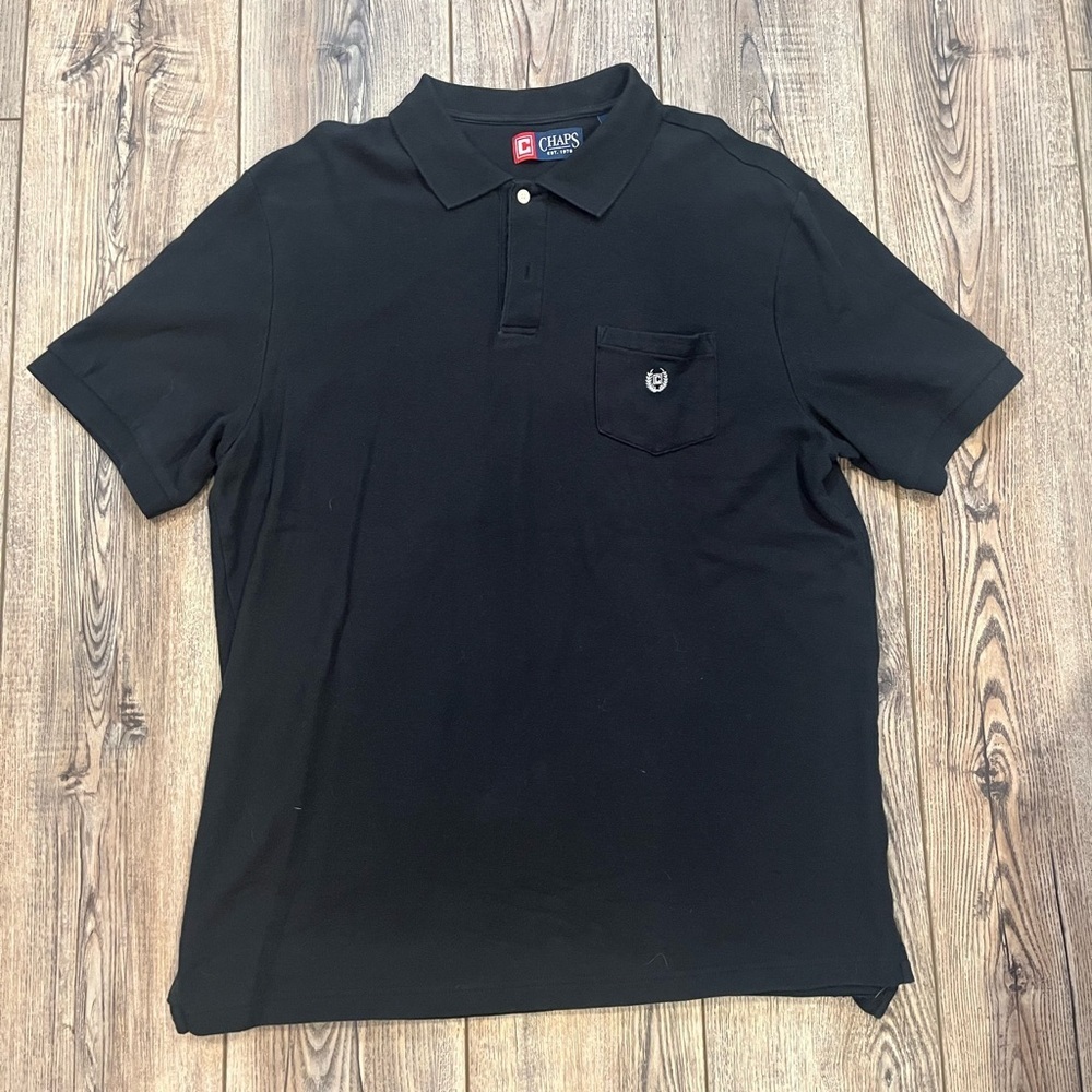 Chaps Black Polo Shirt for Men size large